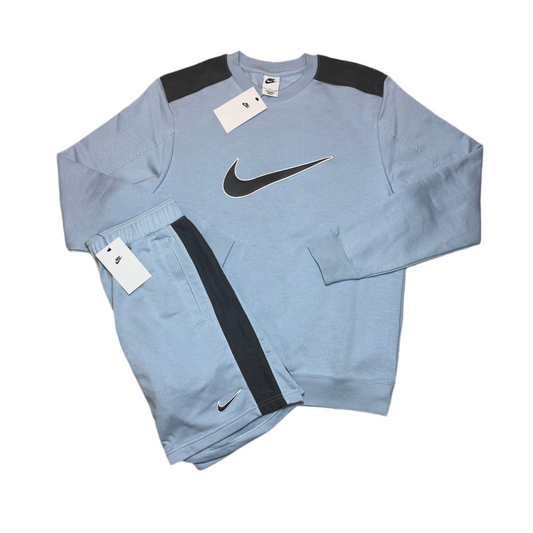Baby Blue Nike Jumper + Short Tracksuit Set