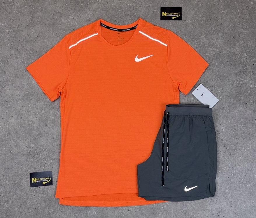 Bright Orange Nike Miler Short Set