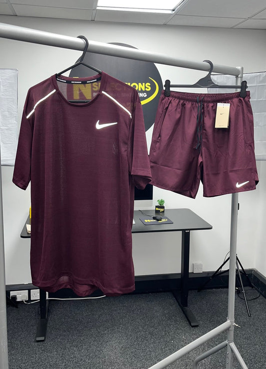 Burgundy Nike Miler Short Set