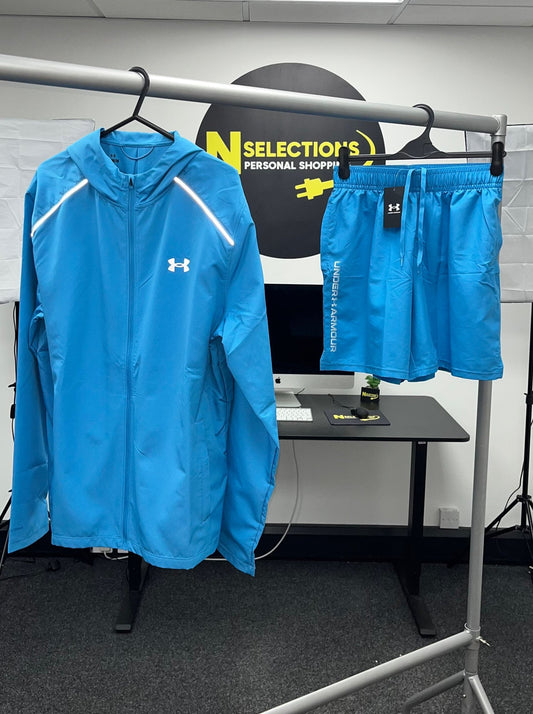 Light Blue Underarmour Jacket Short Set