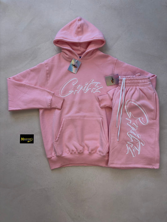Pink Crtz Hoodie Short Set