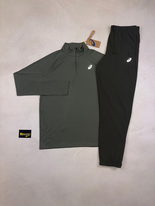 Asics Khaki Q-Zip Set
