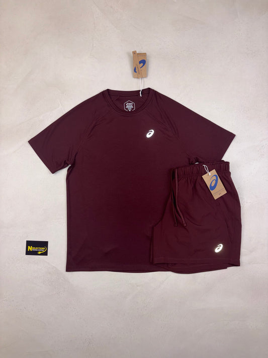 Asics Burgundy Short Set
