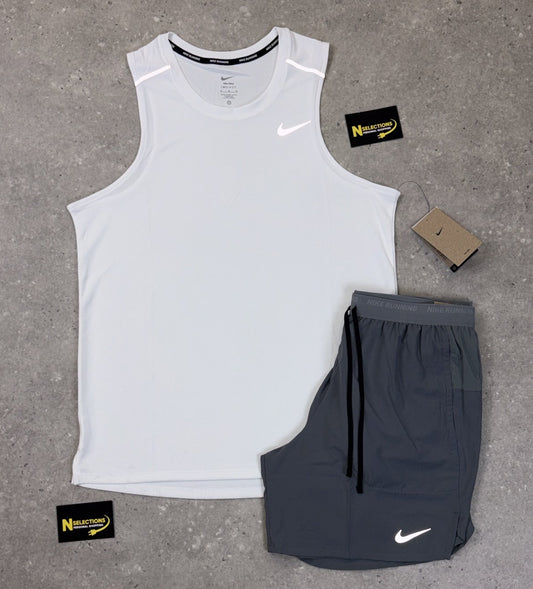 White Nike Miler Vest Short Set