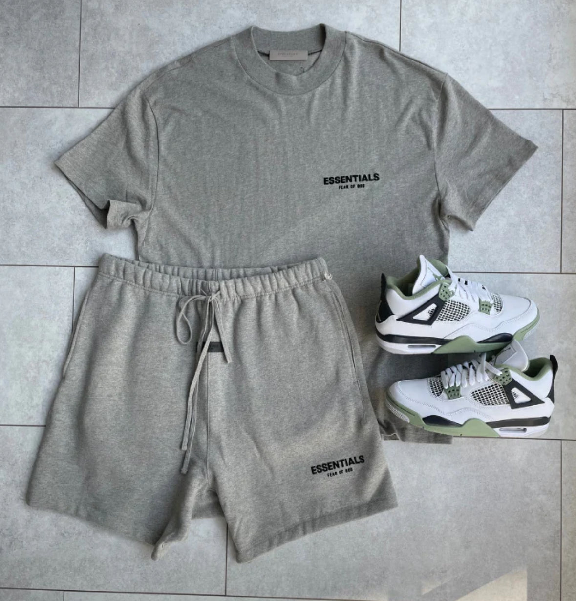 Fear of God Essentials Short Set Dark Heather Oatmeal (SS22)